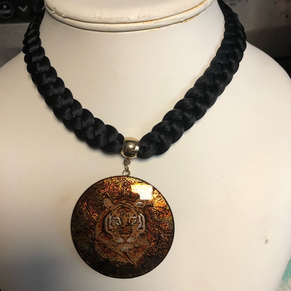 Hand Painted Tiger Necklace Signed By Artist! - 498 $35 or $30 w/offer